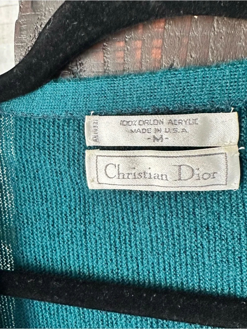 Christian Dior Teal Green Vintage Cardigan Sweater with Drop Pockets Size M - Picture 2 of 7